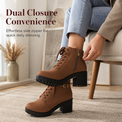 Women's Chunky Heel Platform Ankle Boots
