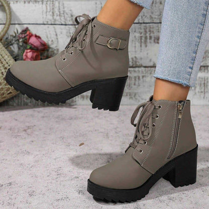 Women's Chunky Heel Platform Ankle Boots