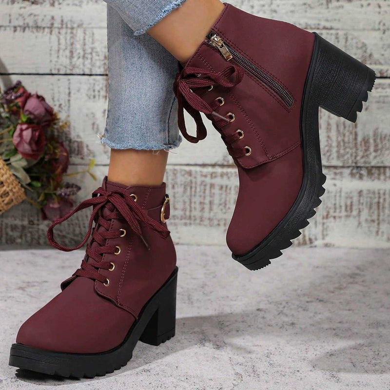Women's Chunky Heel Platform Ankle Boots