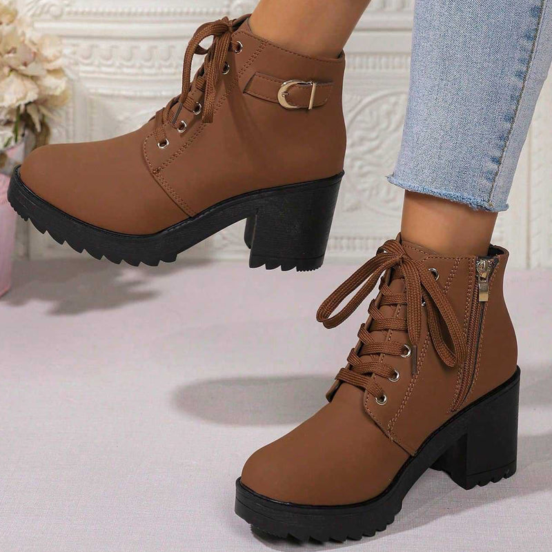 Women's Chunky Heel Platform Ankle Boots