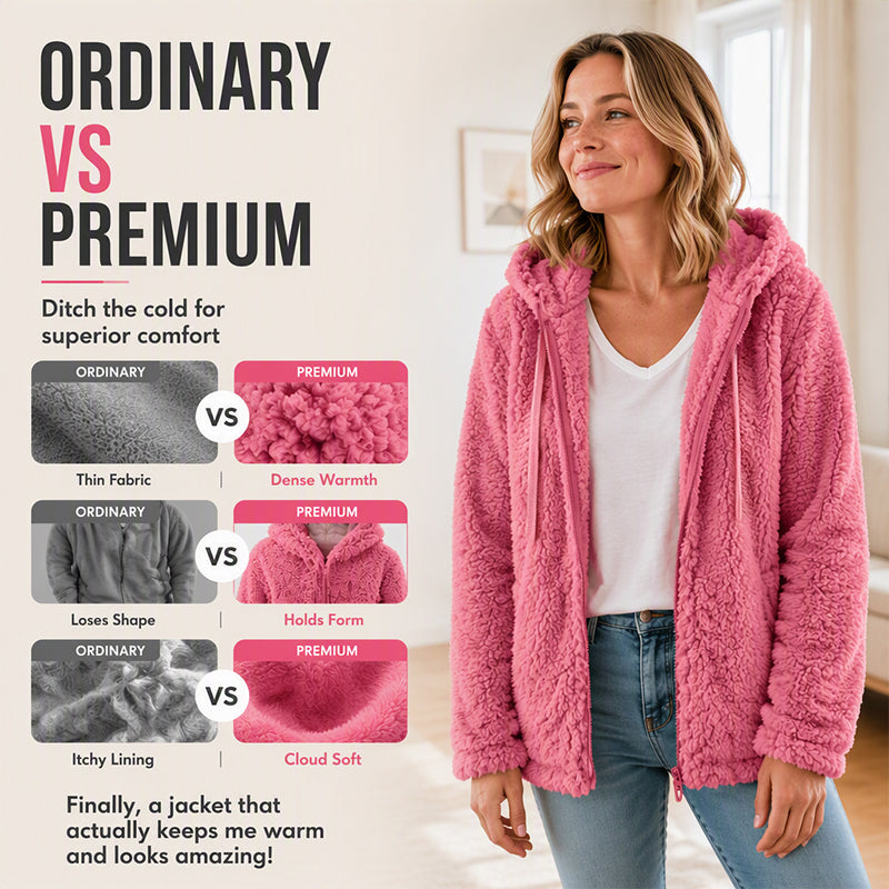 Women's Hooded Zip-Up Fuzzy Jacket