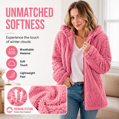 Women's Hooded Zip-Up Fuzzy Jacket