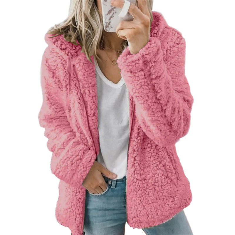 Women's Hooded Zip-Up Fuzzy Jacket