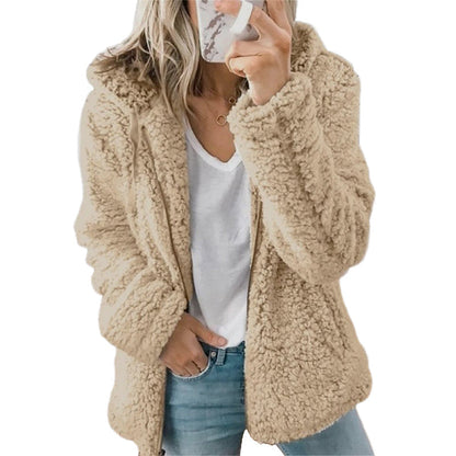 Women's Hooded Zip-Up Fuzzy Jacket