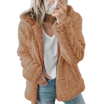 Women's Hooded Zip-Up Fuzzy Jacket