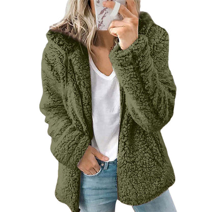 Women's Hooded Zip-Up Fuzzy Jacket