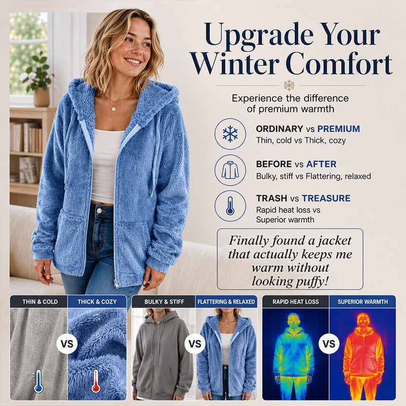 ⌛Limited-Time Offer 🧸Women's Cozy Fuzzy Hooded Jacket