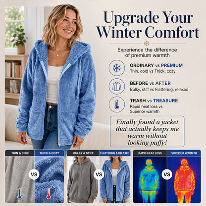 ⌛Limited-Time Offer 🧸Women's Cozy Fuzzy Hooded Jacket
