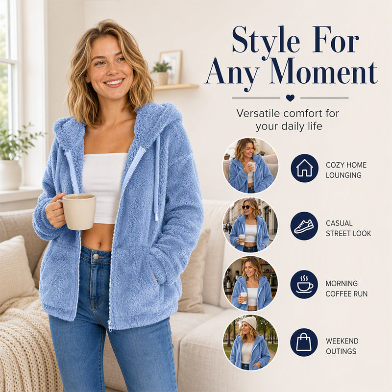 ⌛Limited-Time Offer 🧸Women's Cozy Fuzzy Hooded Jacket