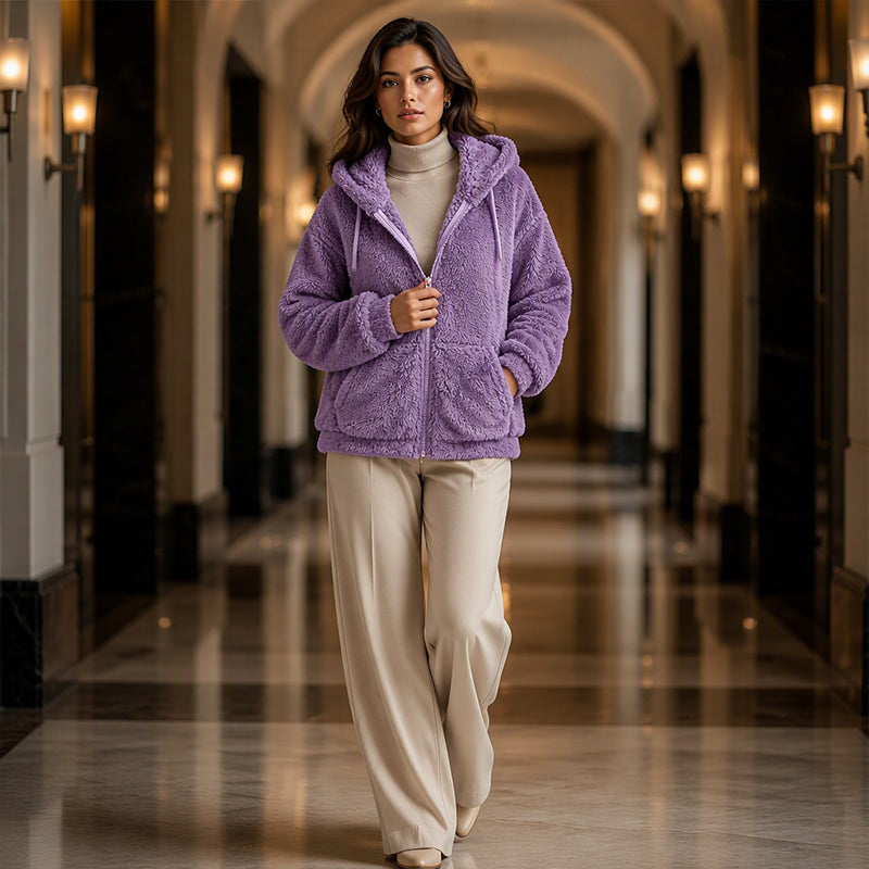 ⌛Limited-Time Offer 🧸Women's Cozy Fuzzy Hooded Jacket
