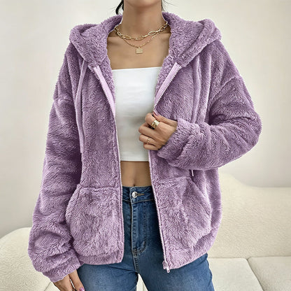 ⌛Limited-Time Offer 🧸Women's Cozy Fuzzy Hooded Jacket