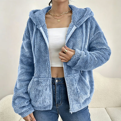⌛Limited-Time Offer 🧸Women's Cozy Fuzzy Hooded Jacket