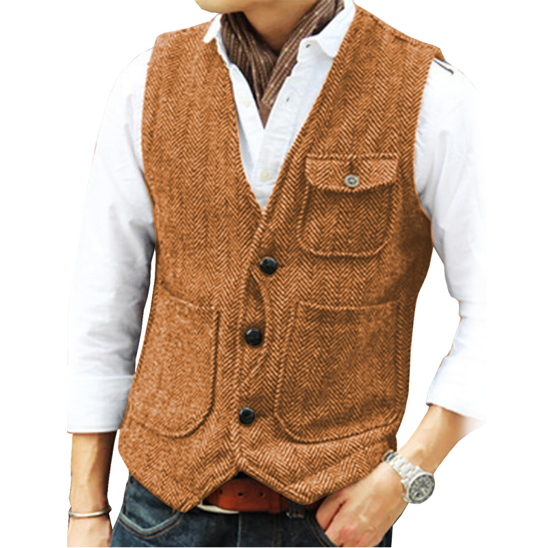 Men's Casual Vintage V-Neck Waistcoat
