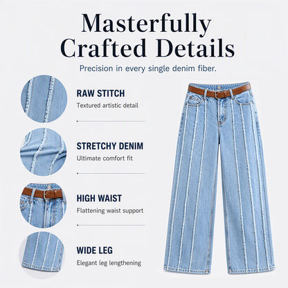 ⌛Limited-Time Offer-Women's Stretchy Wide-Leg Jeans with Raw Trim
