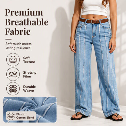 ⌛Limited-Time Offer-Women's Stretchy Wide-Leg Jeans with Raw Trim