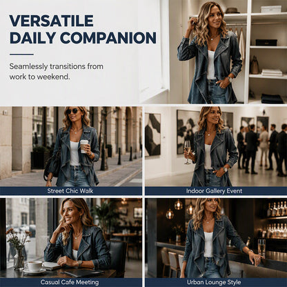 💙 Soft Denim, Effortless Drape | Women's Open-Front Longline Denim Jacket
