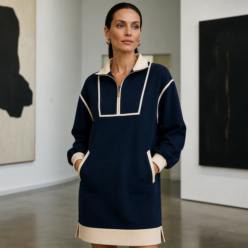 ⌛Limited-Time Offer-Women's Casual Half-Zip Sweatshirt Dress