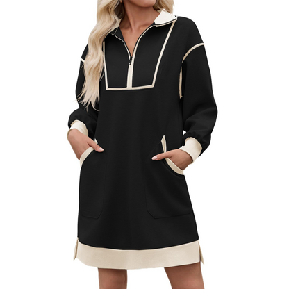 ⌛Limited-Time Offer-Women's Casual Half-Zip Sweatshirt Dress