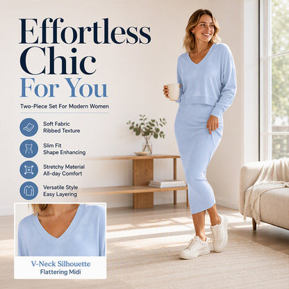 Women's Off-Shoulder Sweatshirt & Camisole Dress Set