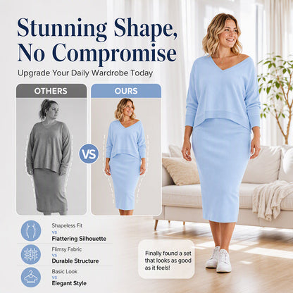 Women's Off-Shoulder Sweatshirt & Camisole Dress Set