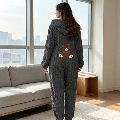 Bestseller🏆🧥 Cozy Hooded Onesie – Cable Knit Warmth