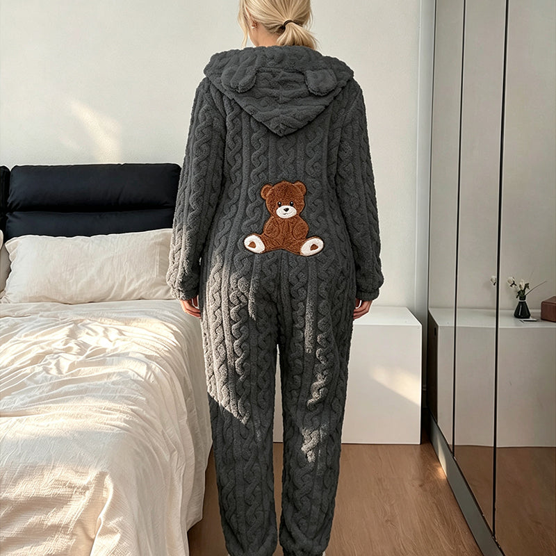 Bestseller🏆🧥 Cozy Hooded Onesie – Cable Knit Warmth