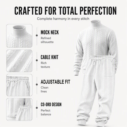 Men's Textured Mock Neck Pullover & Pants Set