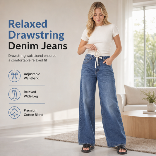 Women's Casual Loose Fit Wide Leg Denim Jeans
