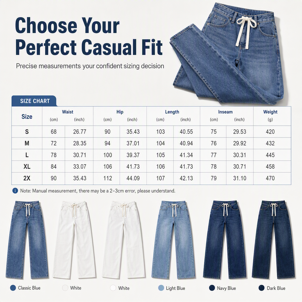Women's Casual Loose Fit Wide Leg Denim Jeans