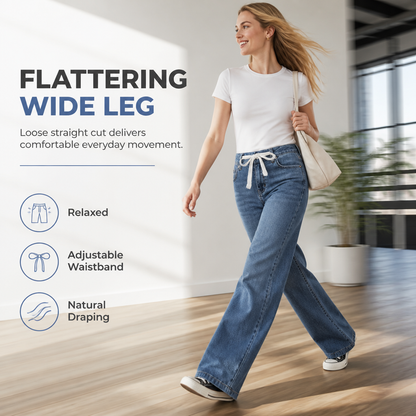 Women's Casual Loose Fit Wide Leg Denim Jeans