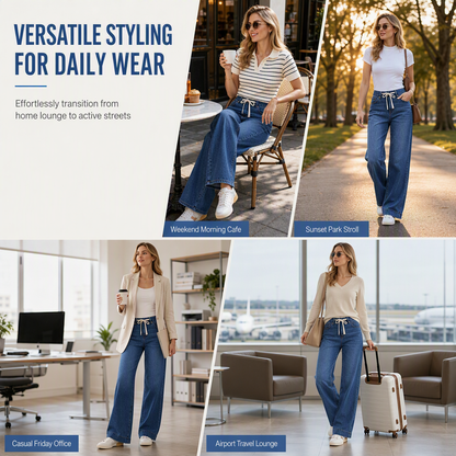 Women's Casual Loose Fit Wide Leg Denim Jeans