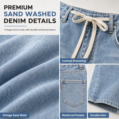 Women's Casual Loose Fit Wide Leg Denim Jeans