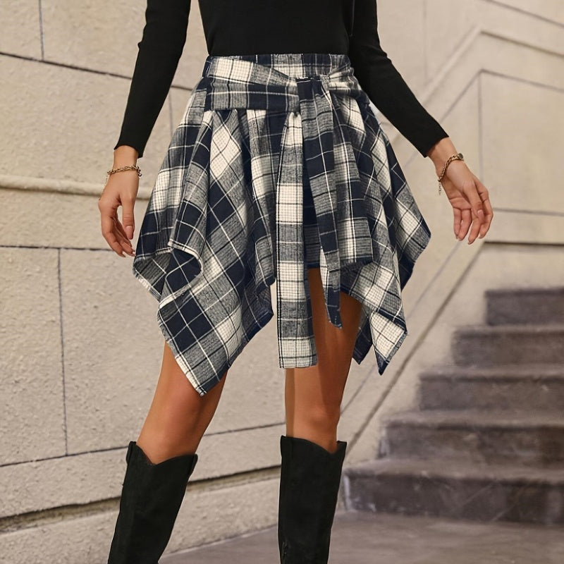 Women's Plaid High Waisted Pleated Skirt