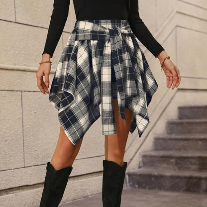 Women's Plaid High Waisted Pleated Skirt