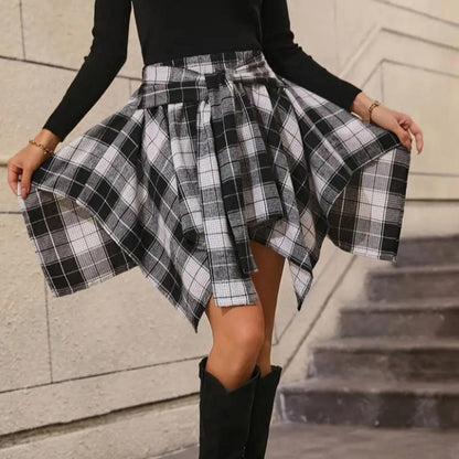 Women's Plaid High Waisted Pleated Skirt