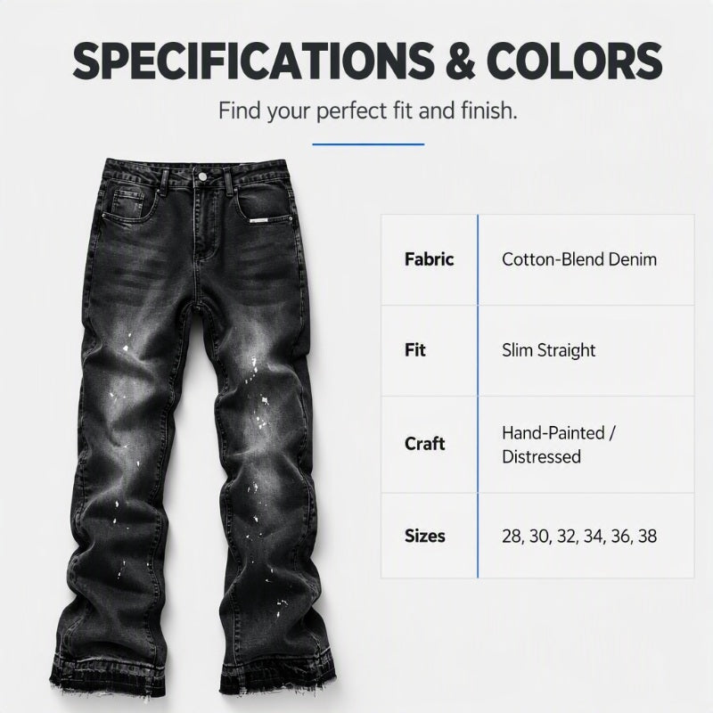 Men's Urban Street Style Paint Splatter Distressed Denim Jeans