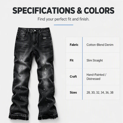 Men's Urban Street Style Paint Splatter Distressed Denim Jeans