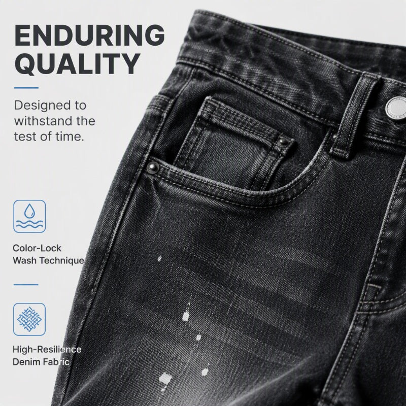 Men's Urban Street Style Paint Splatter Distressed Denim Jeans