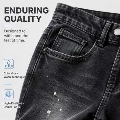 Men's Urban Street Style Paint Splatter Distressed Denim Jeans