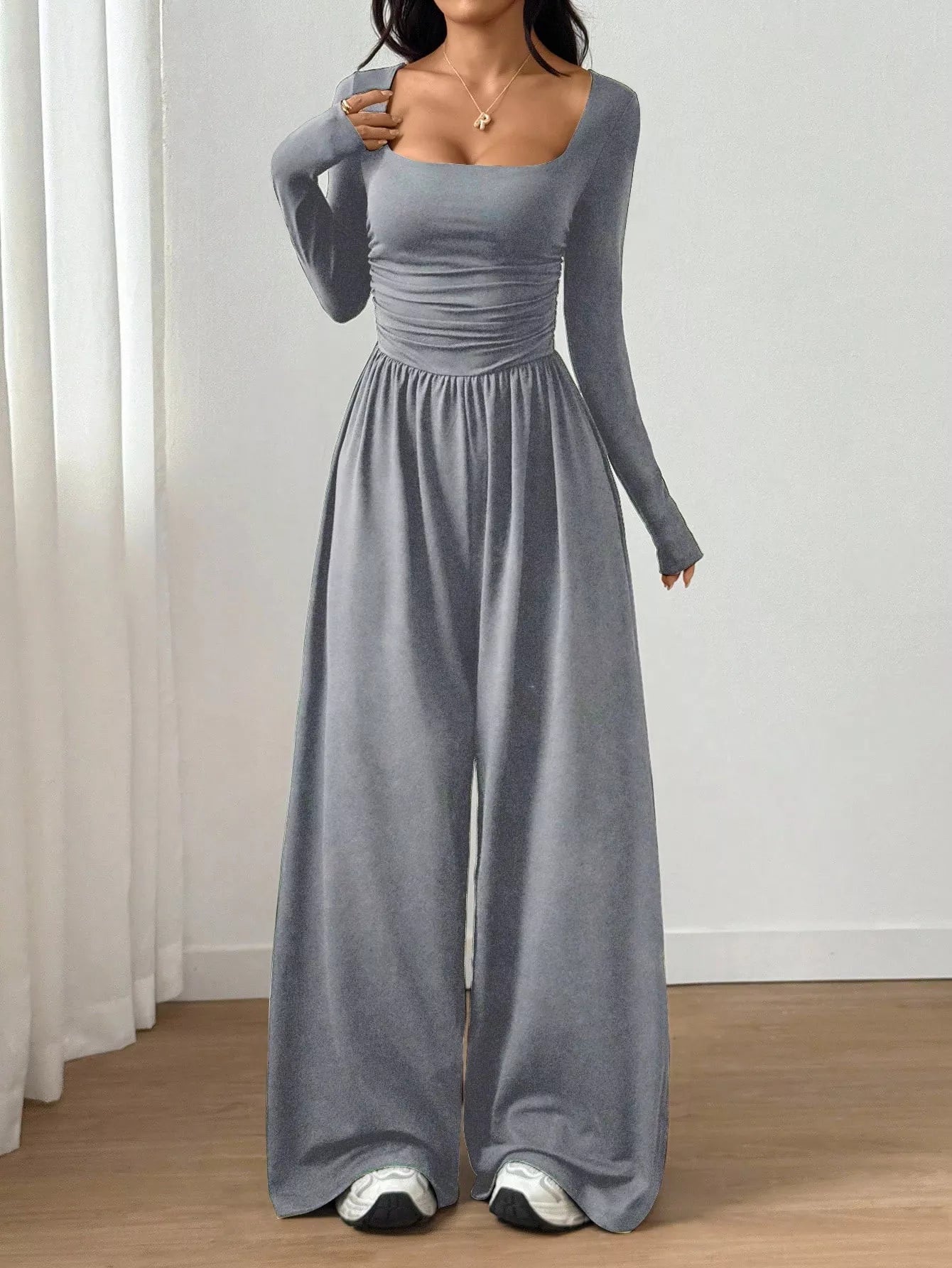 🚨 24-Hour Deal! Don’t Miss Out 💨Women's Casual Square Neck Wide-Leg Jumpsuit