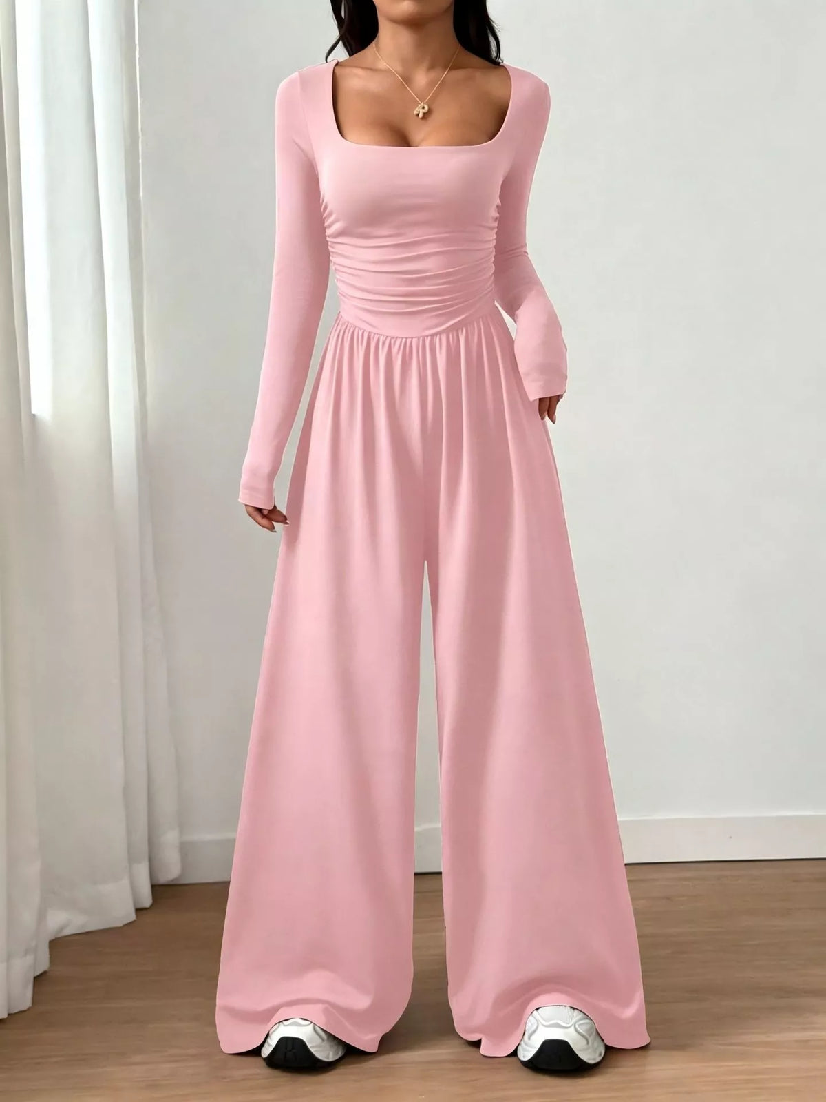 🚨 24-Hour Deal! Don’t Miss Out 💨Women's Casual Square Neck Wide-Leg Jumpsuit