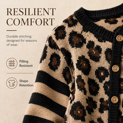 🐆 Statement Layers | Women's Leopard-Print Relaxed-Fit Cardigan