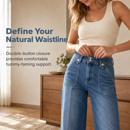 👖 Waist-Defining Fit, Longer-Looking Legs | Women's High-Rise Seamed Wide-Leg Jeans