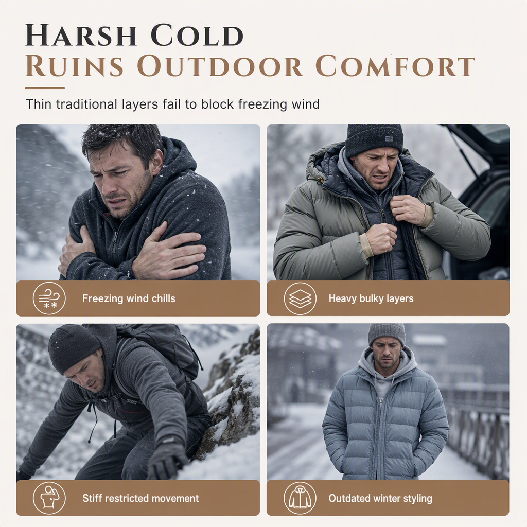 🧥Men's Winter Lined Hoodie Jacquard Pattern Long Sleeve Pullover Sweatshirt for Casual Outdoor Wear