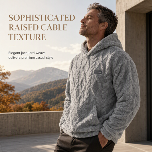 🧥Men's Winter Lined Hoodie Jacquard Pattern Long Sleeve Pullover Sweatshirt for Casual Outdoor Wear