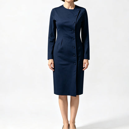Women's Elegant Asymmetric Single-Breasted Dress