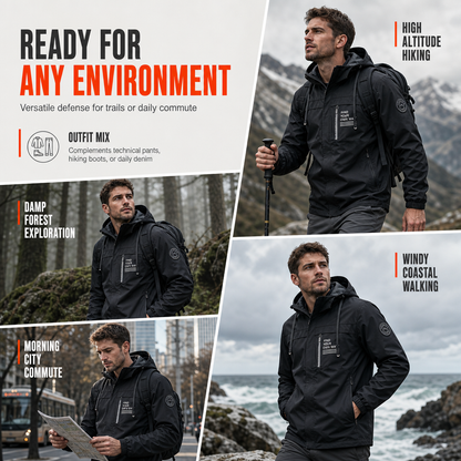 Men's Outdoor Windbreaker with Detachable Hood