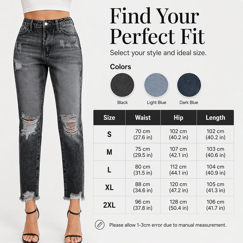 Women's Retro Distressed Ripped Jeans