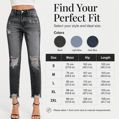 Women's Retro Distressed Ripped Jeans