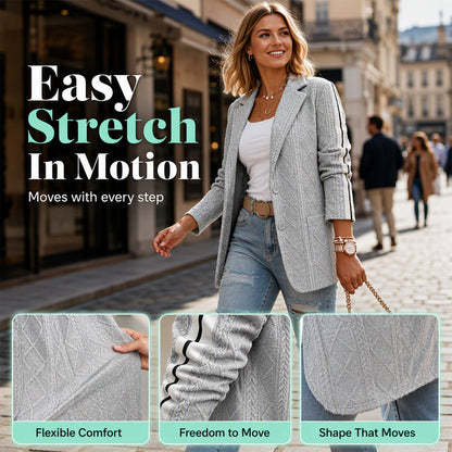 🧶 Polished Look, Relaxed Comfort | Women's Cable Knit Stripe Blazer ⚡